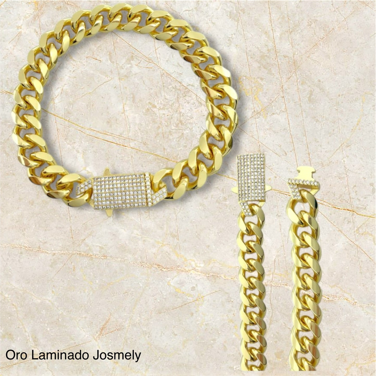 Gold Filled Cuban Bracelet with Diamond Clasp