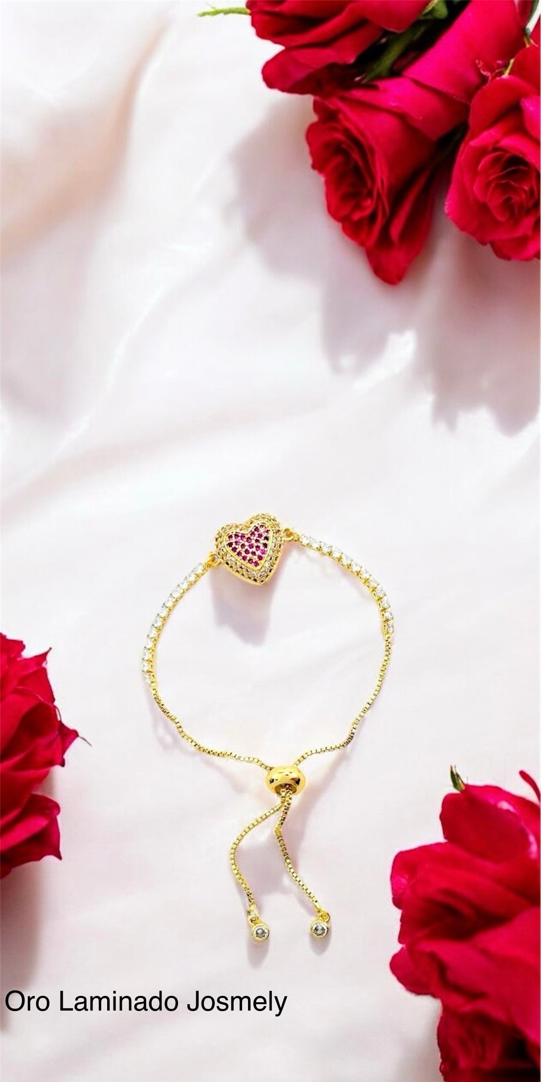 Gold Filled Diamond Heart Adjustable Bracelet