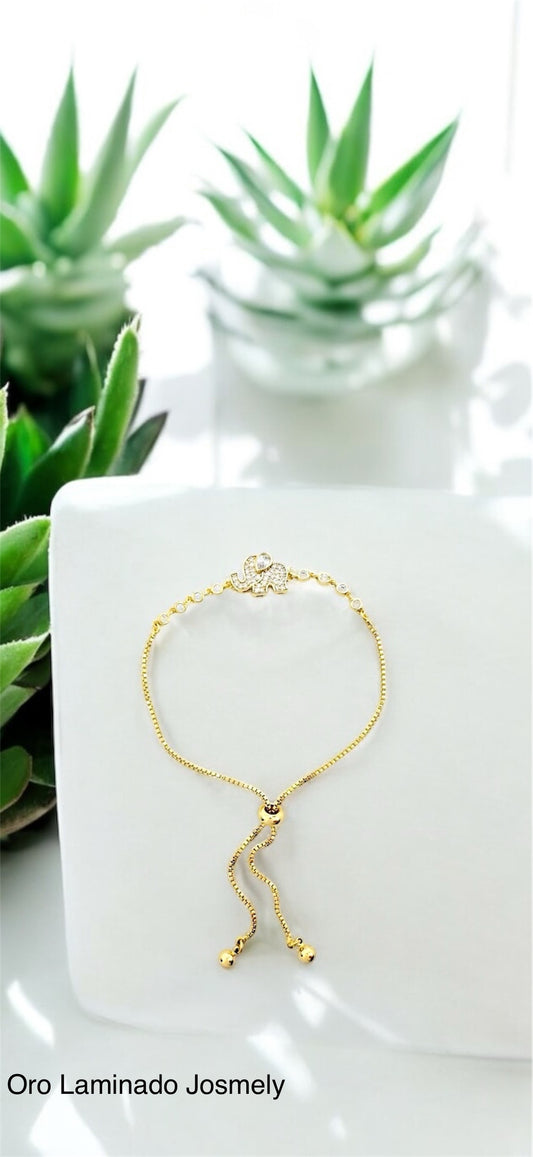 Gold Filled Little Elephant Adjustable Bracelet