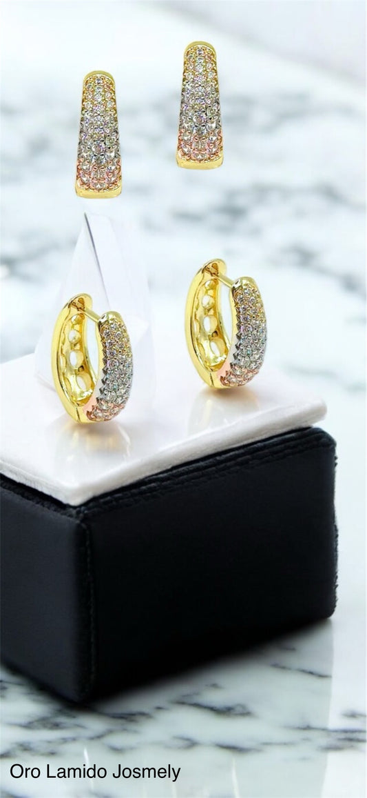 High Quality Three Toned Hoop Earrings